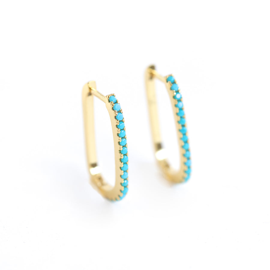 Gold Turquoise hoop earrings
