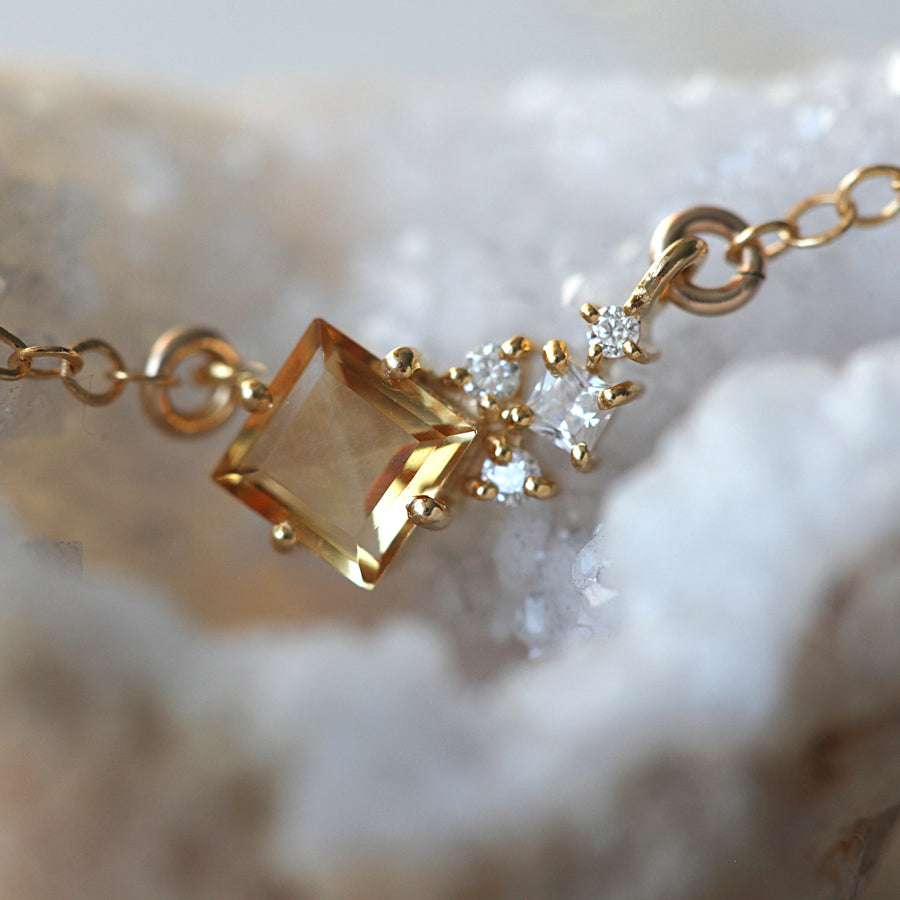 Erica Citrine Cluster Necklace with Moissanite