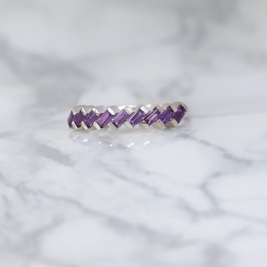 Claire Amethyst Tapered Multi Baguette Ring