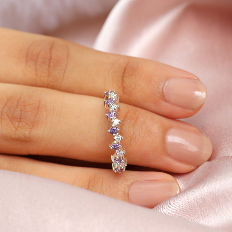 Ines Amethyst and Moissanite Stacking Ring