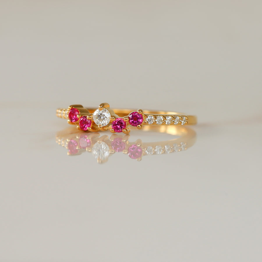 Autumn Moissanite and Ruby Ring