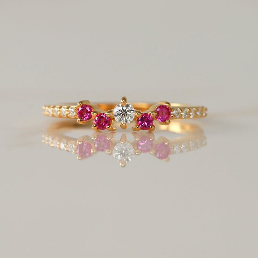Autumn Moissanite and Ruby Ring