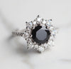 Jessica Round Black Spinel with Halo Moissanites