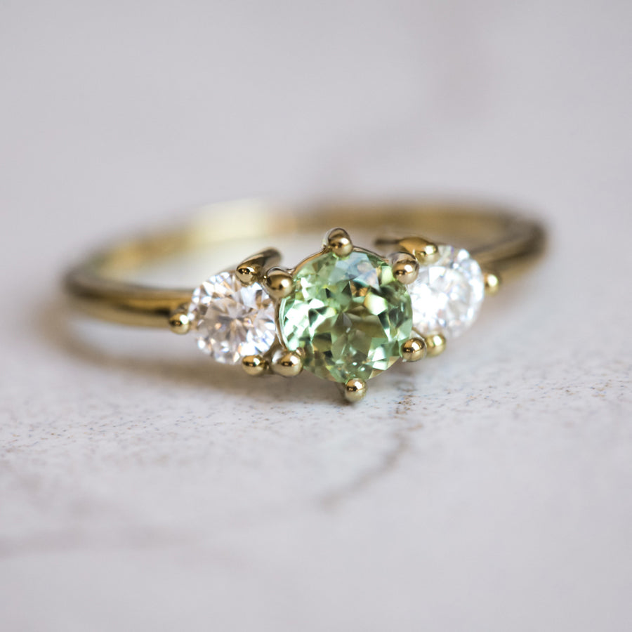 Paloma Green Tourmaline and Moissanite Ring