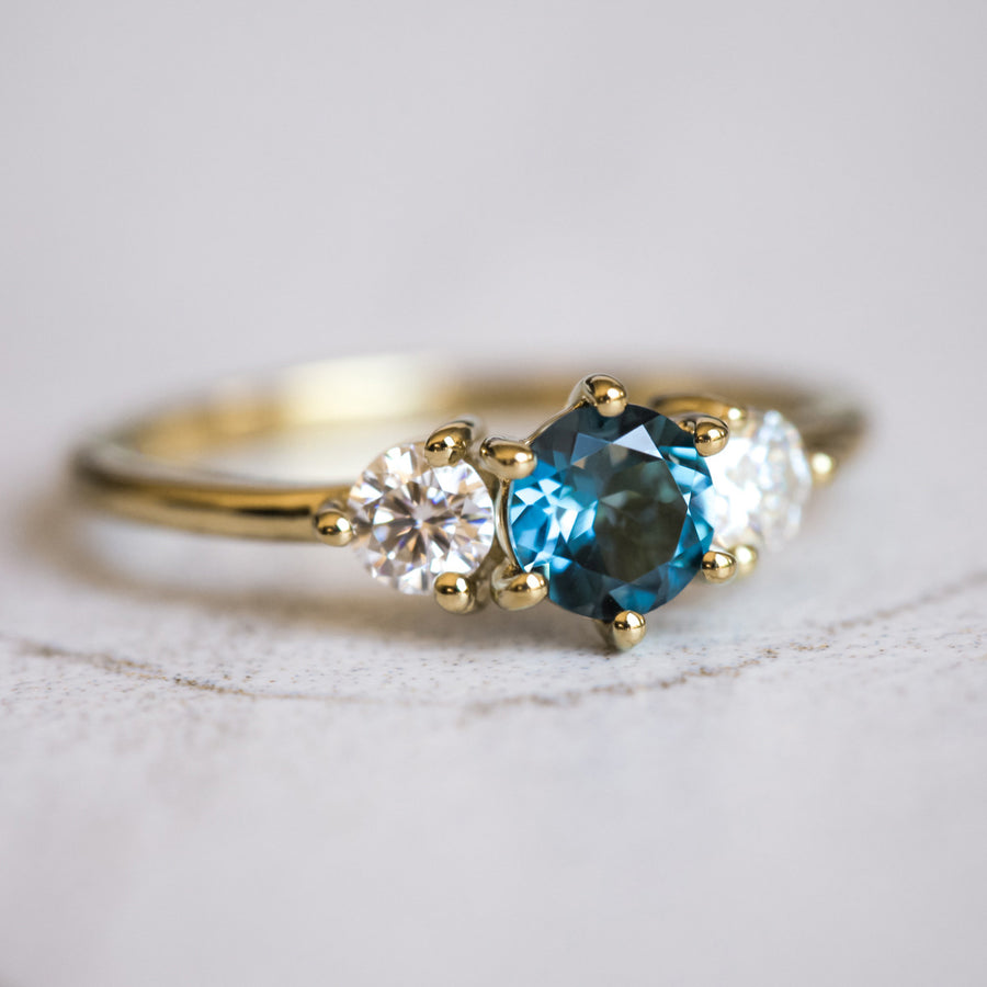 Paloma London Blue Topaz and Moissanite Ring