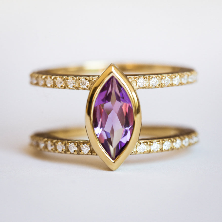 Silvia Double Band Amethyst Ring