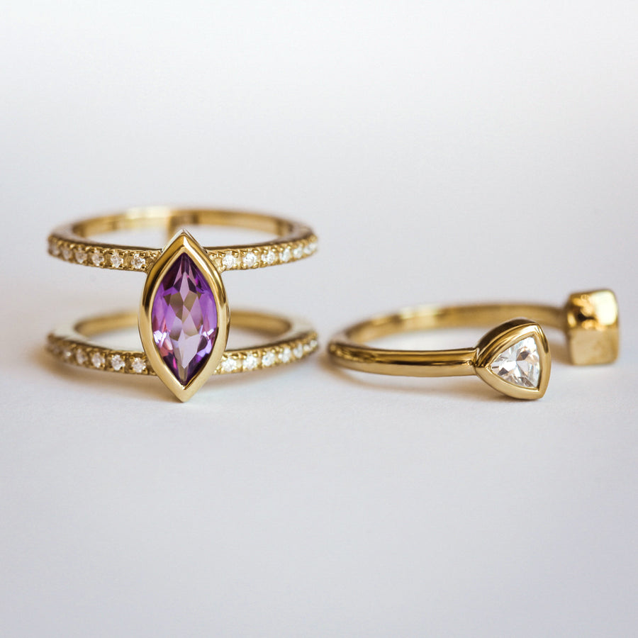 Raquel Double Band Ring Set with Amethyst