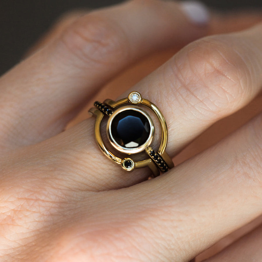 Astrid Round Black Spinel Solitaire Ring