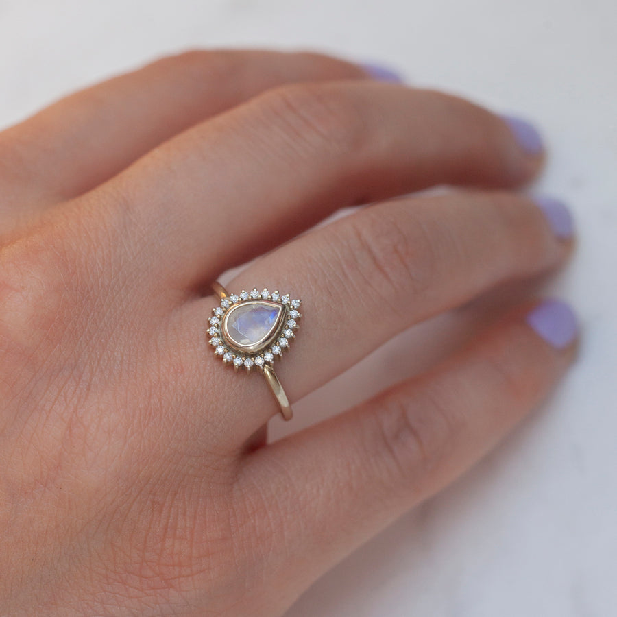 Olympia Pear Moonstone Ring