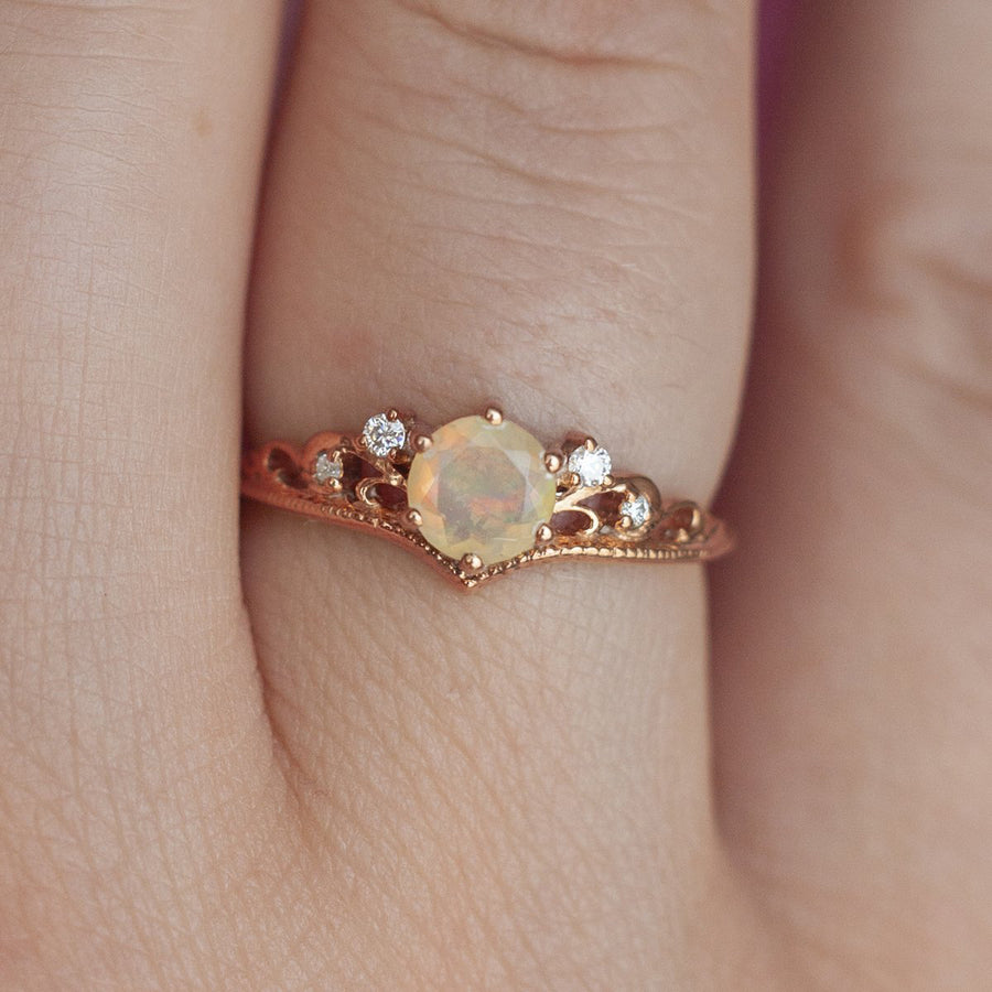 Lorna Vintage Solitaire Ring with Opal