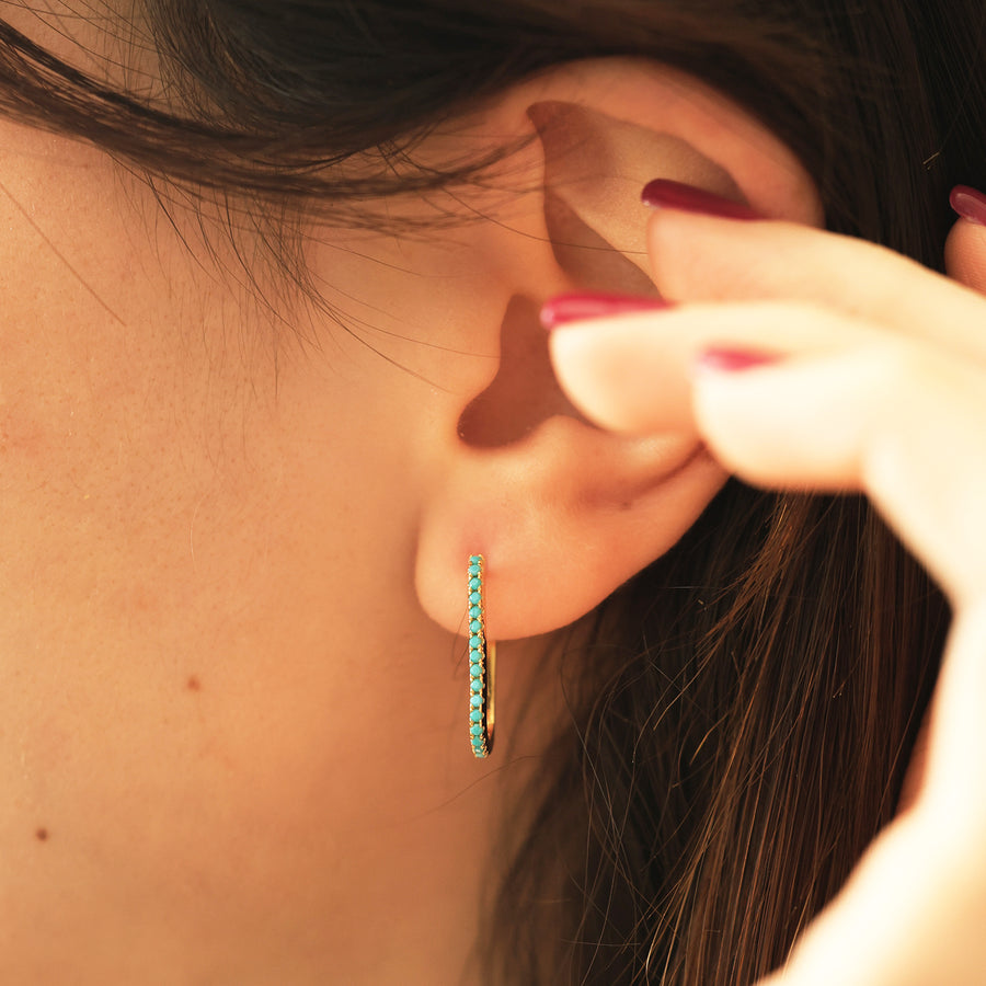 Gold Turquoise hoop earrings