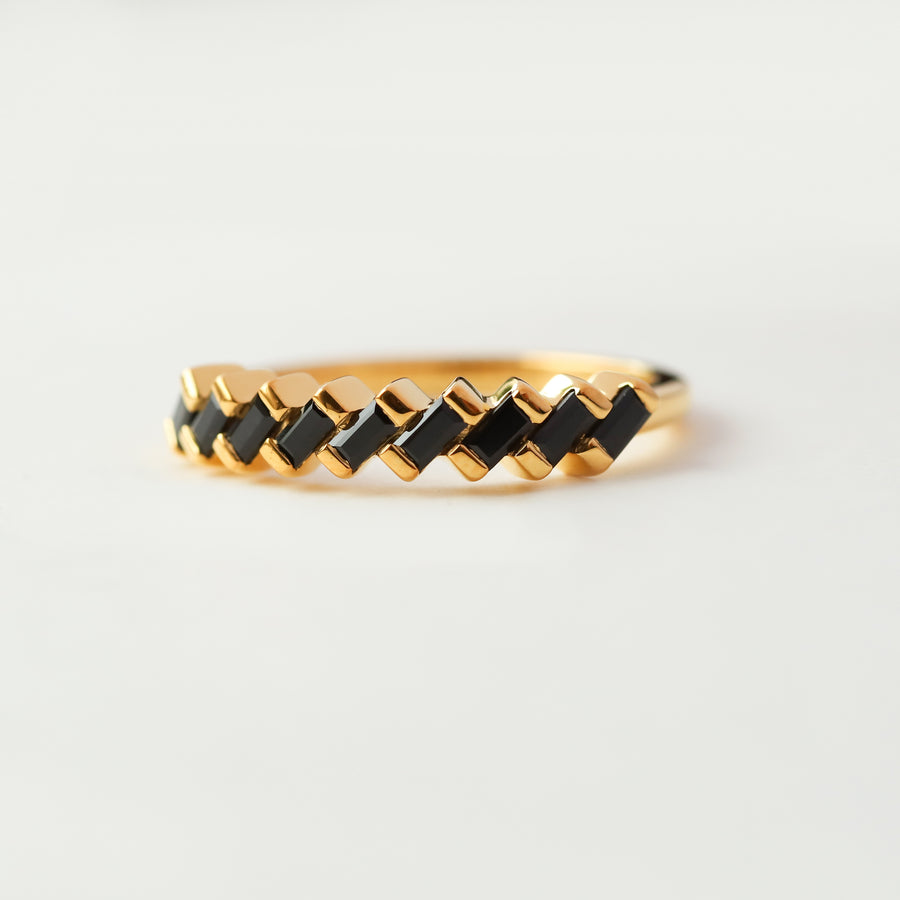Claire Black Spinel Tapered Multi Baguette Ring