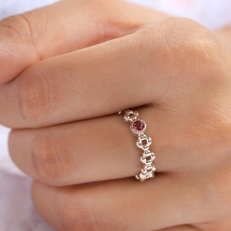 Anna Stacking Band with Pink Tourmaline