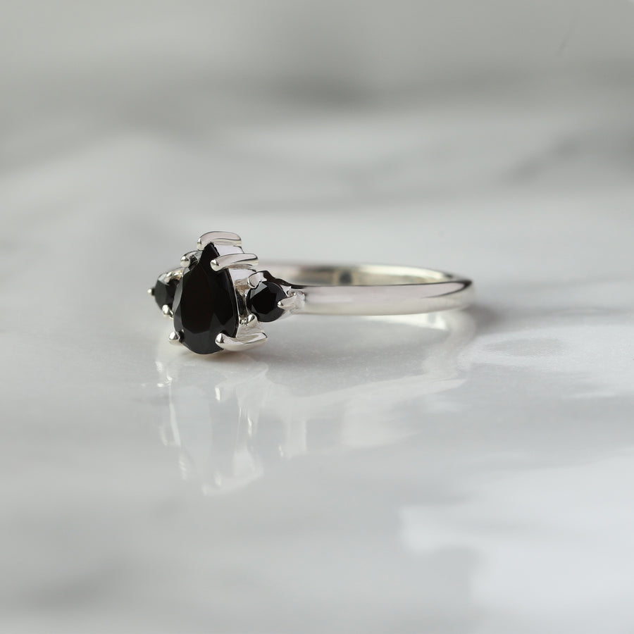 Sienna Pear Black Spinel Ring