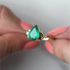 Aretha Pear Green Onyx Ring with Round Moissanite