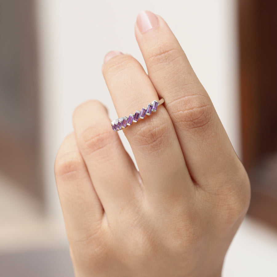 Claire Amethyst Tapered Multi Baguette Ring