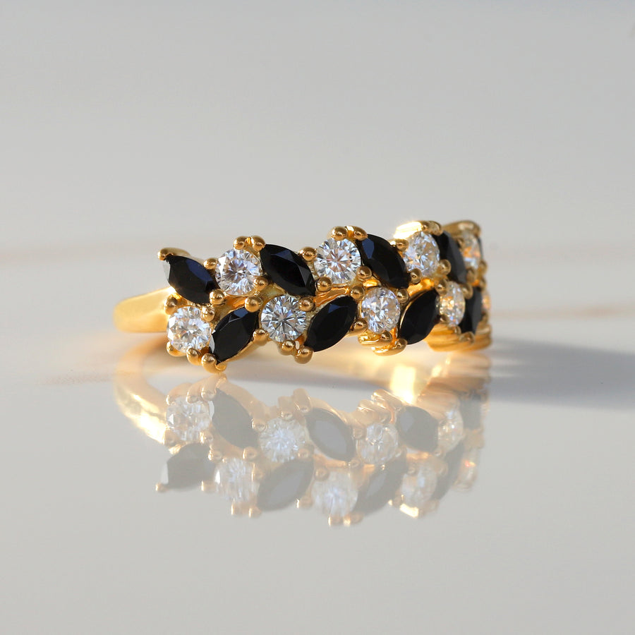 Mia Black Spinel and Moissanite Ring
