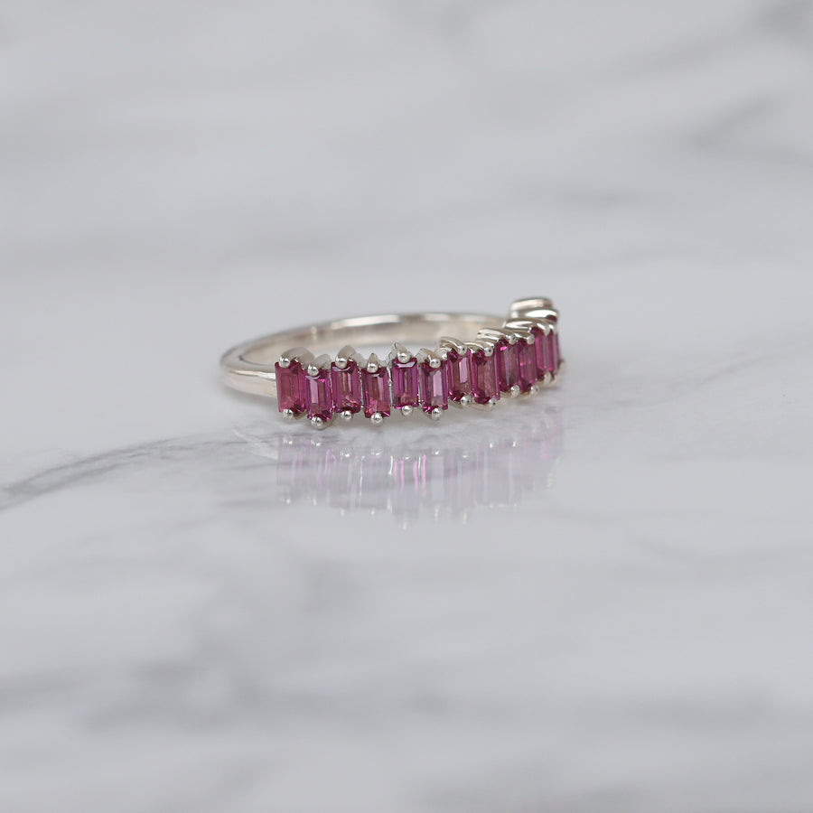 Leila Pink Garnet Tapered Multi Baguette Ring