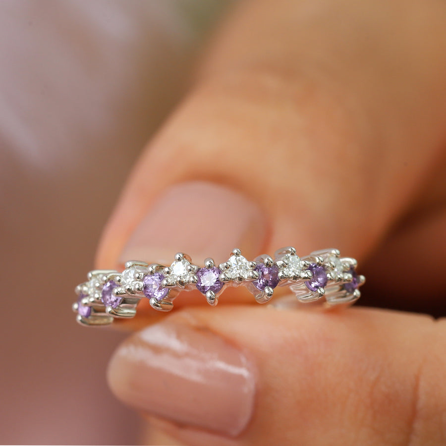 Ines Amethyst and Moissanite Stacking Ring