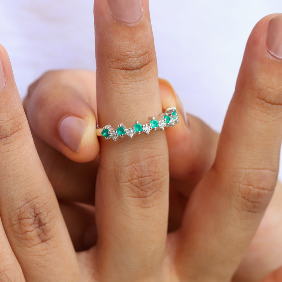 Ines Green Onyx and Moissanite Stacking Ring