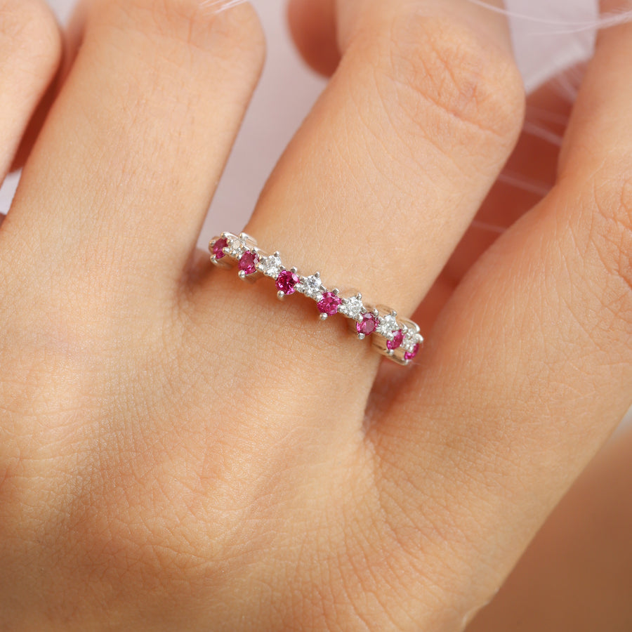 Ines Ruby and Moissanite Stacking Ring