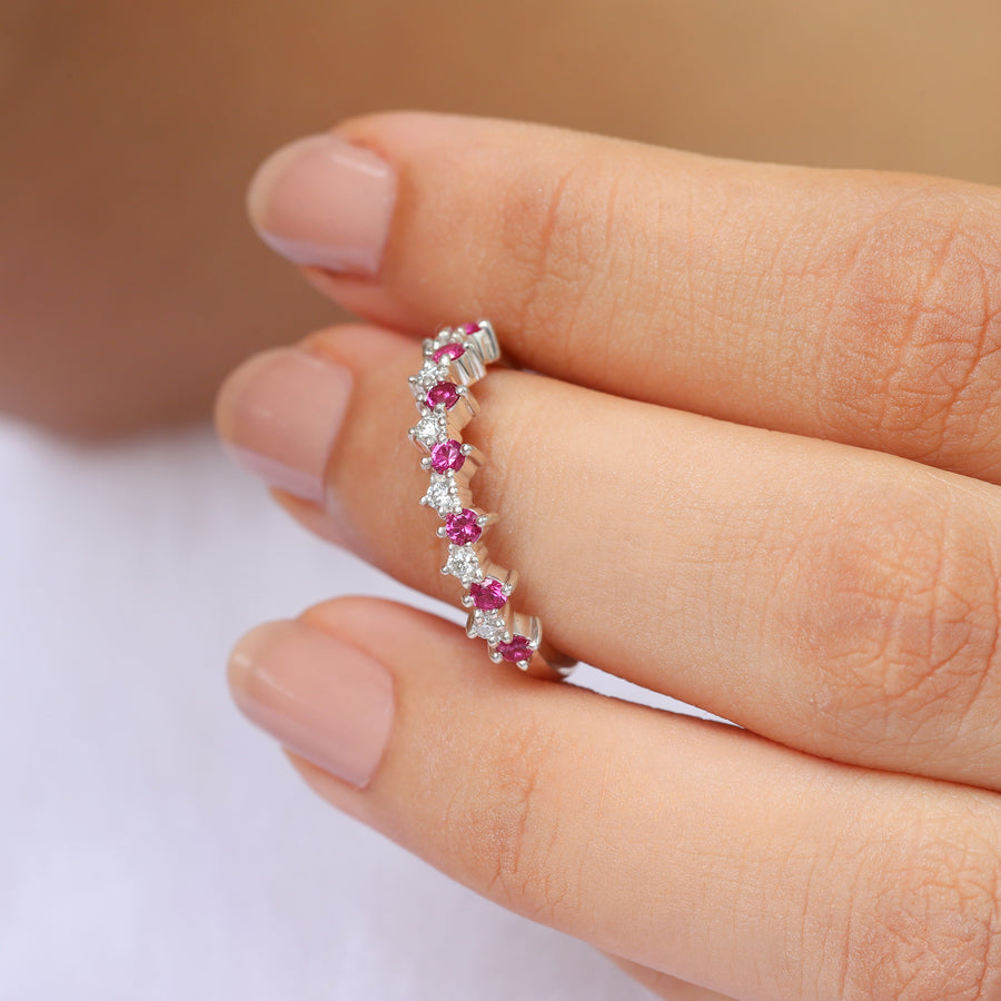 Ines Ruby and Moissanite Stacking Ring