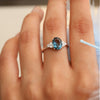 Olivia London Blue Topaz Ring with side Moissanite