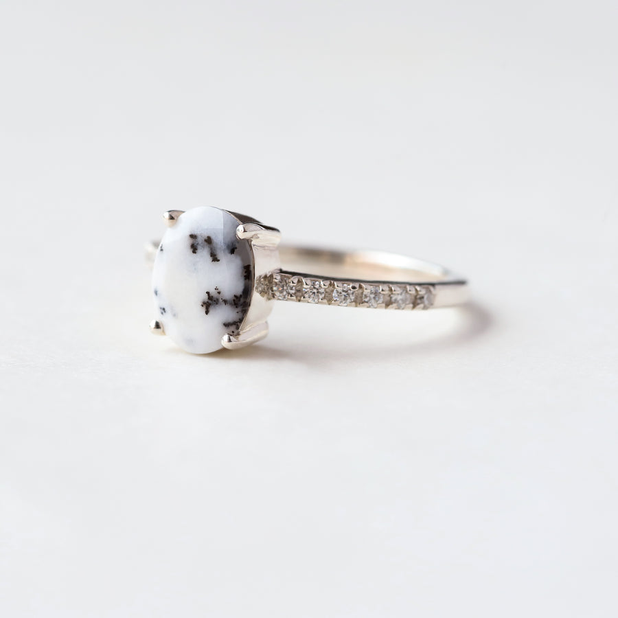 Drew Dendritic Opal Ring with Moissanites Ring