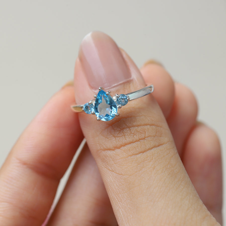 Sienna Pear Swiss Blue Topaz Ring