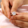 Serena Hexagon Moonstone Ring with Double Pave Band