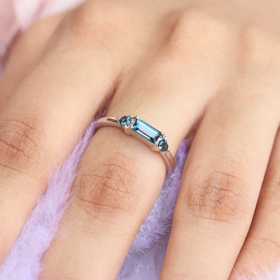 Ellen London Blue Topaz Baguette Ring