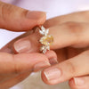 Monica Pear Golden Rutile Ring with Petal Marquise Moissanite