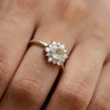 Flora Round Golden Rutile Ring with Halo Moissanite