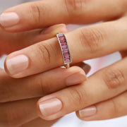 Gail Pink Garnet Baguette Ring
