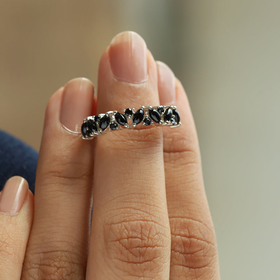 Yasmin Marquise Black Spinel Cluster Band