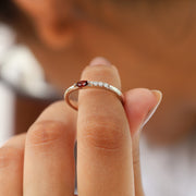 Tina Garnet Ring With Side Moissanite