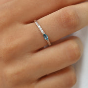 Tina London Blue Topaz Ring With Side Moissanite