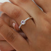 Bella Round Moonstone Ring with side Moissanite