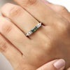 Tania Moss agate Baguette Ring with White Topaz
