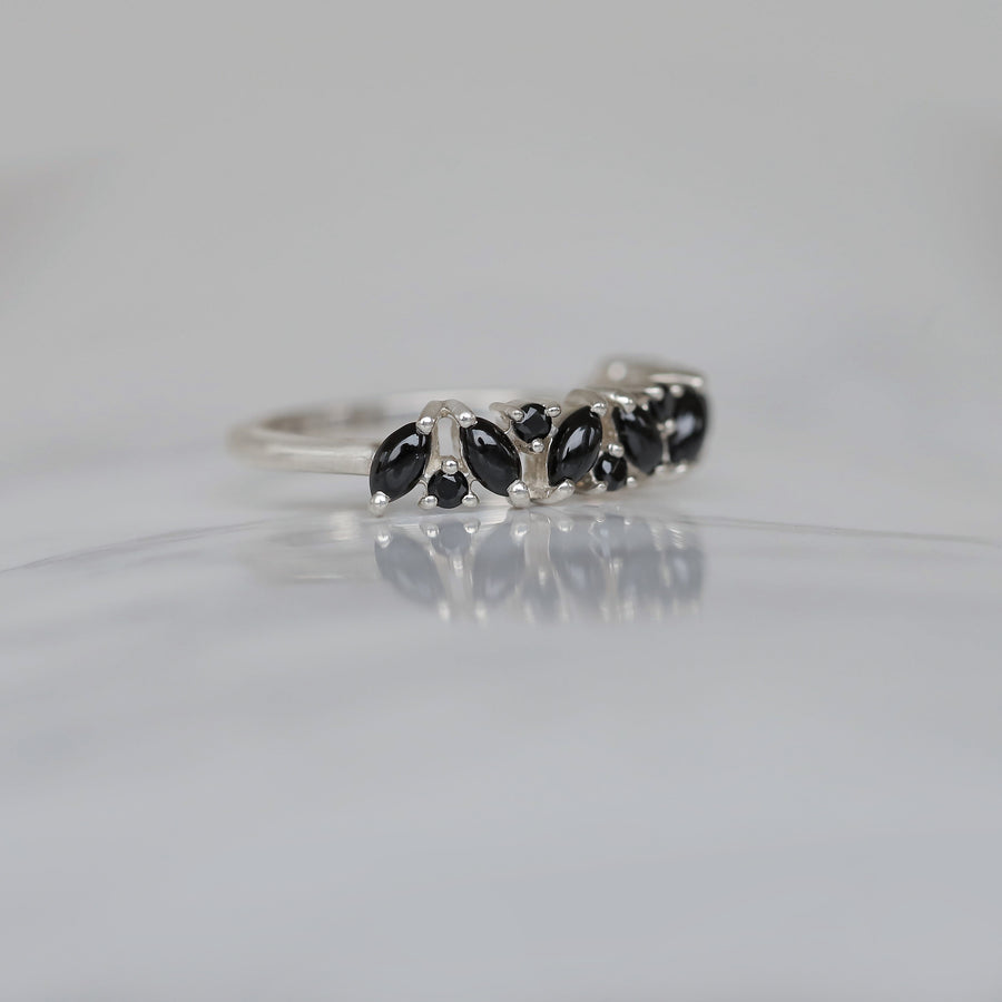 Yasmin Marquise Black Spinel Cluster Band