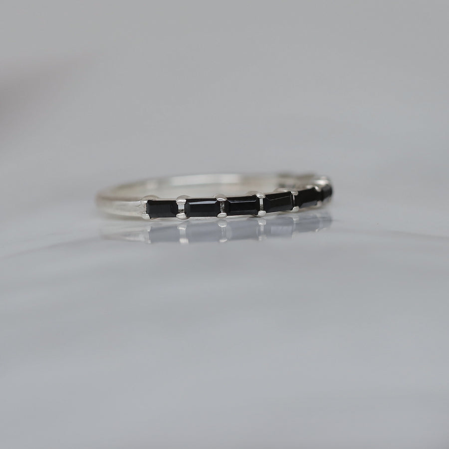 Aurora Black Spinel Baguette Ring