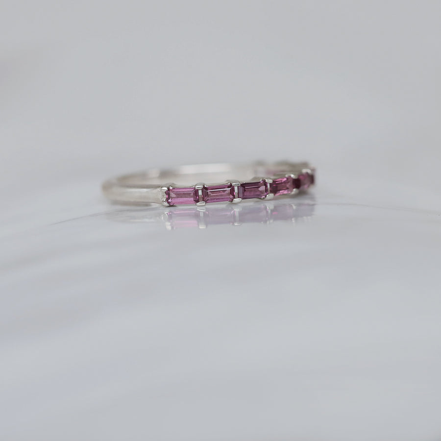 Aurora Pink Garnet Baguette Ring