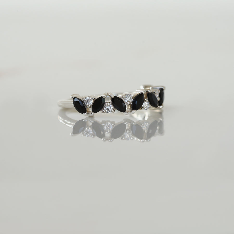 Yasmin Marquise Black Spinel Cluster Band with side Moissanite