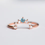 Selena Stacking Ring with London Blue Topaz and Moissanite
