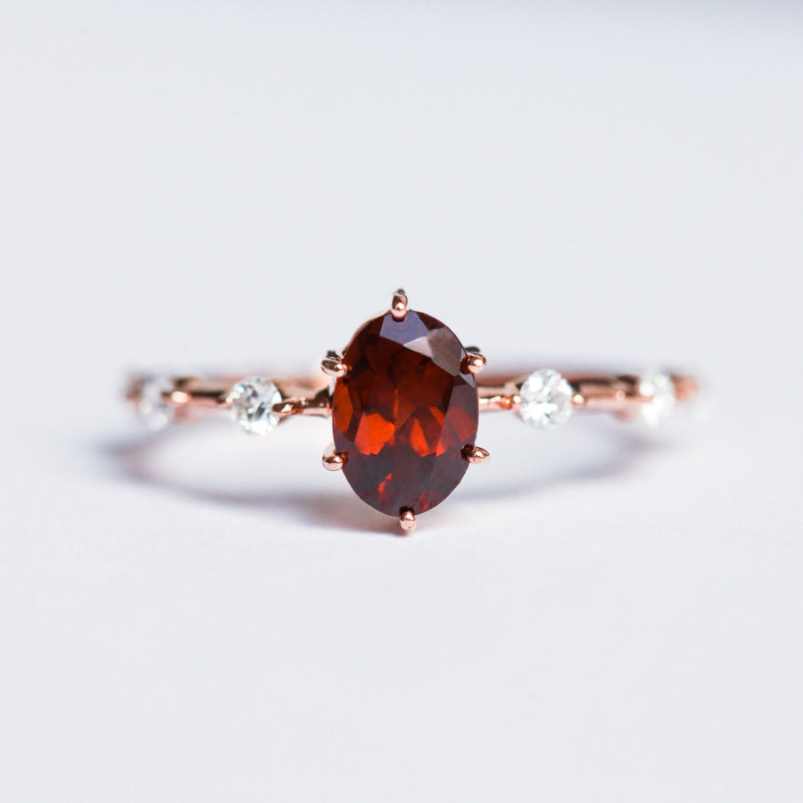 Ophelia Garnet Ring with Moissanite