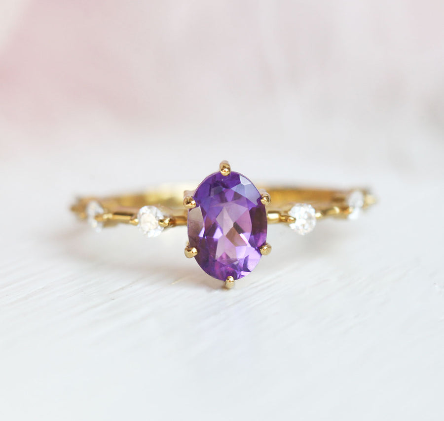 Ophelia Amethyst ring with Moissanite