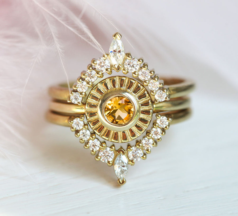 Sunset Ring set with Citrine and Moissanite