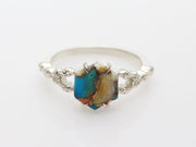 Gaia Hexagon Oyster Turquoise Ring with Leaves Band