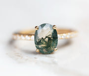 Drew Moss Agate Ring with Moissanites Ring