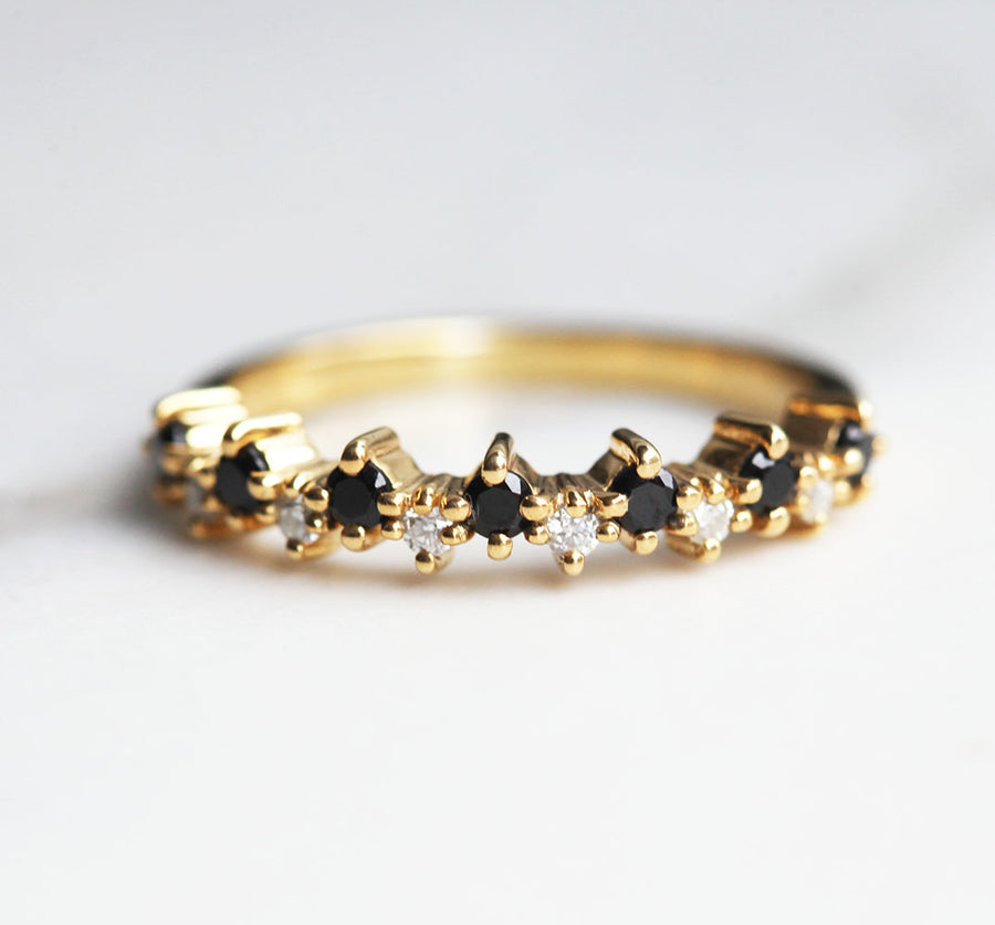 Ines Black Spinel and Moissanite Stacking Ring